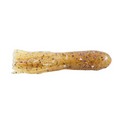 Howies Tiny Tubes fishing lure in translucent yellow with colorful glitter flakes, designed for use in fishing tackle to attract fish.