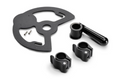 Humminbird Mega 360 Ice Adapter 740198-1 shown as a black mounting bracket with adjustable clamps and screws designed for secure attachment of marine electronics on ice fishing gear.