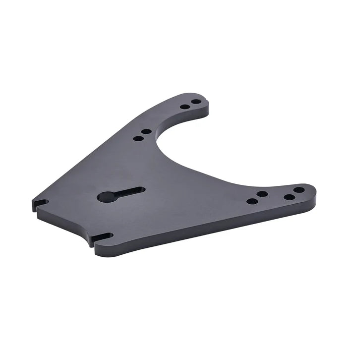 Humminbird MEGA 360 MOUNTING PLATE - ULTREX is a flat, black mounting plate with multiple screw holes and a keyhole slot designed for secure attachment of marine electronics.