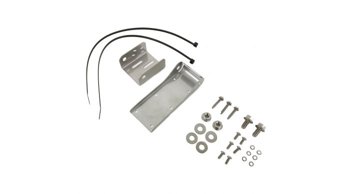 Humminbird MHX XM Transom Mount Transducer Hardware - 740160-1 kit including metal mounting brackets, screws, washers, nuts, and zip ties for secure installation of marine electronics.