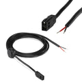 Humminbird Power Cables (PC 10, 11, 12, 13) featuring a long black cable with a rectangular multi-pin connector on one end and exposed red and black wire leads on the other for marine electronics power connection.