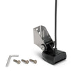 Humminbird XNT 14 HW T - SOLIX DUAL SPECTRUM CHIRP W/ TEMP TRANSOM TRANSDUCER 710285-1 with mounting bracket, cable, three screws, and an installation wrench for marine electronics use.