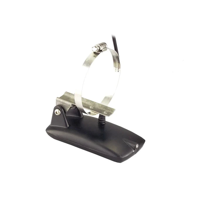 Humminbird XTM 9 HDSI 180 T - TROLLING MOTOR DUALBEAM HD SIDE IMAGING TRANSDUCER 710205-1 showing black transducer unit with metal mounting bracket and cable for marine electronics and fishing tackle use.