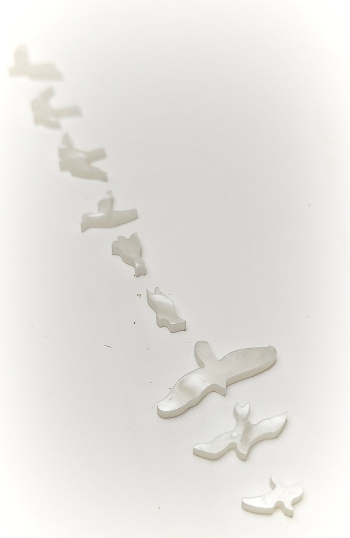 Inlay Set - 9 Bird Shaped Imitation Mother of Pearl Inlays