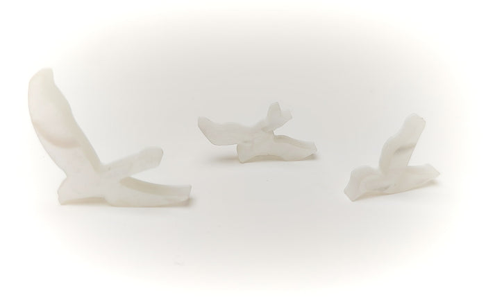 Inlay Set - 9 Bird Shaped Imitation Mother of Pearl Inlays - Detail