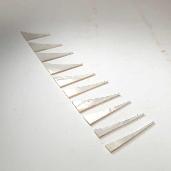 Inlay Set - Shark Fin - Mother or Pearl and Imitation Mother of Pearl - Set of 10