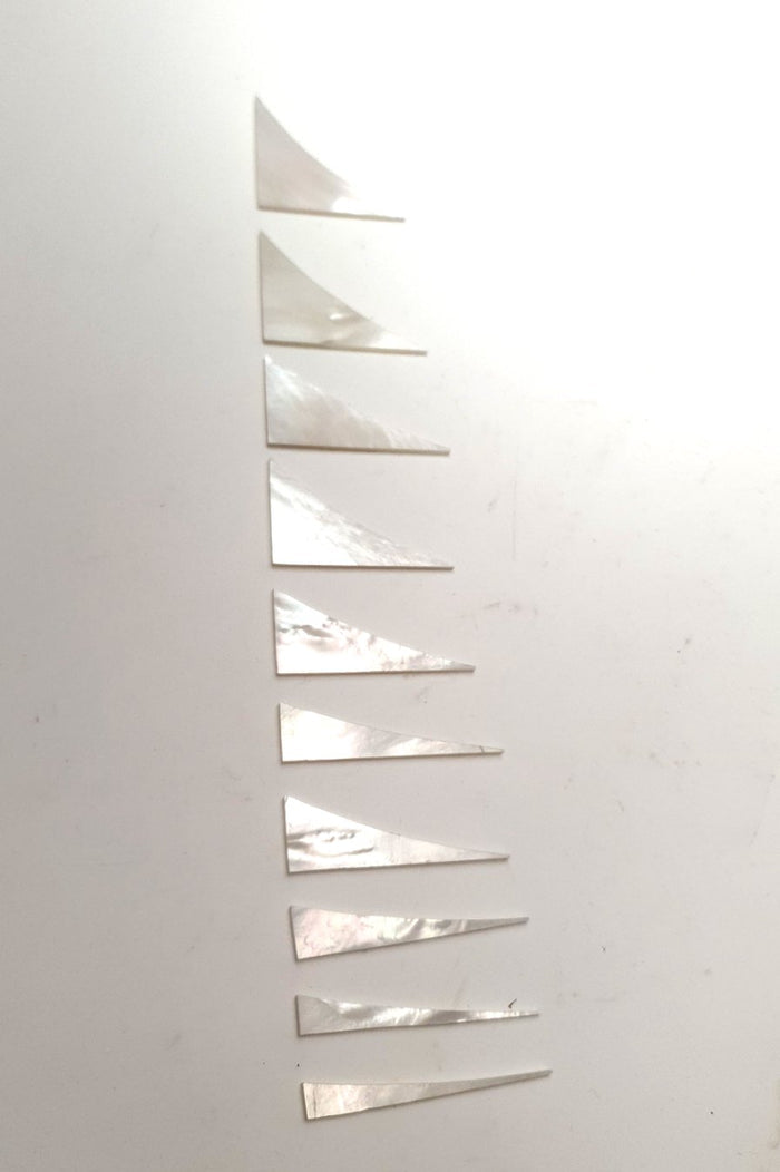 Inlay Set - Shark Fin - Mother or Pearl and Imitation Mother of Pearl - Set of 10