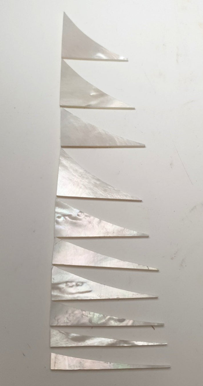 Inlay Set - Shark Fin - Mother or Pearl and Imitation Mother of Pearl - Set of 10