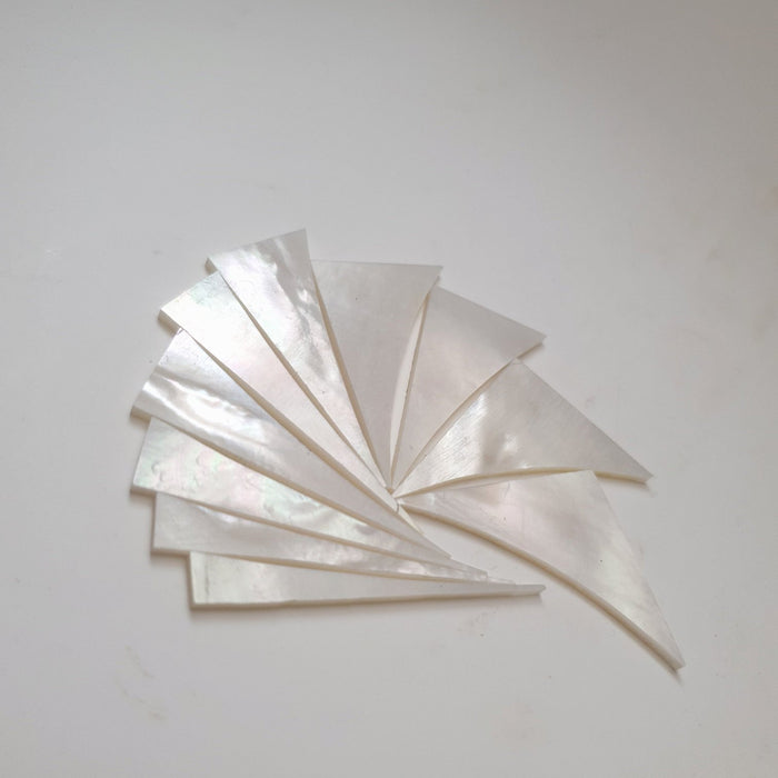 Inlay Set - Shark Fin - Mother or Pearl and Imitation Mother of Pearl - Set of 10
