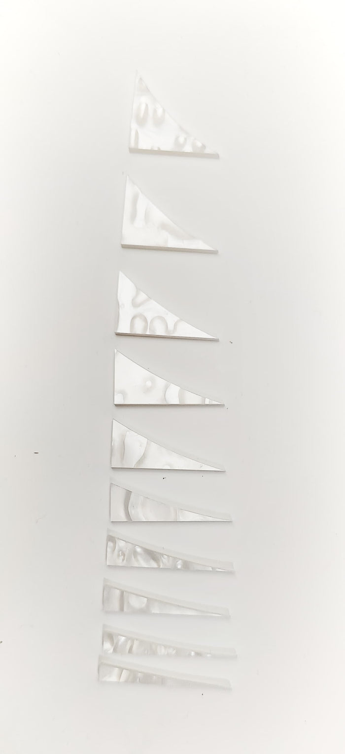 Inlay Set - Shark Fin - Mother or Pearl and Imitation Mother of Pearl - Set of 10
