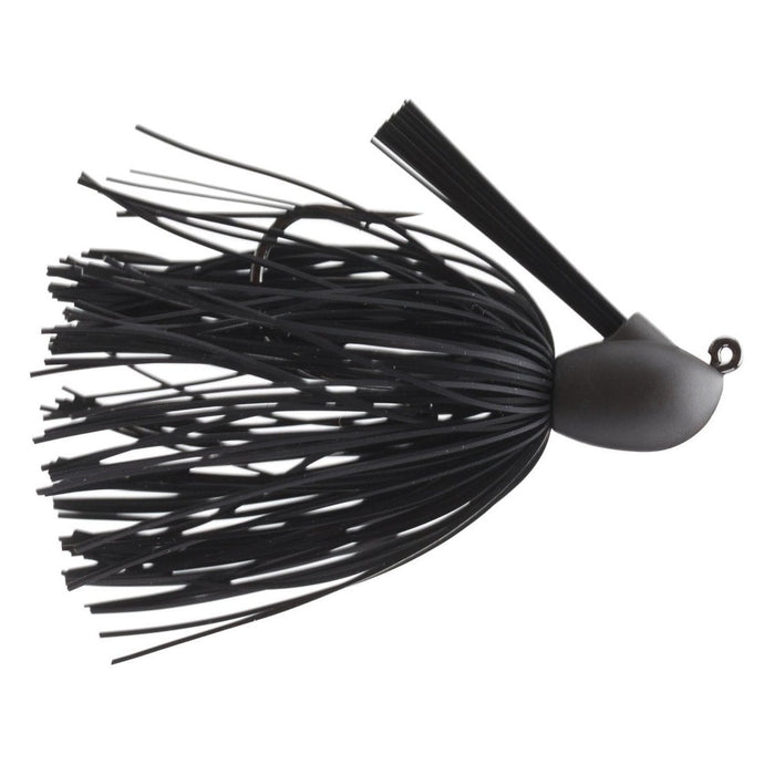 Keitech Model 1 Tungsten Casting Jig in black, featuring a weighted head, durable silicone skirt, and weed guard designed for effective fishing tackle use.