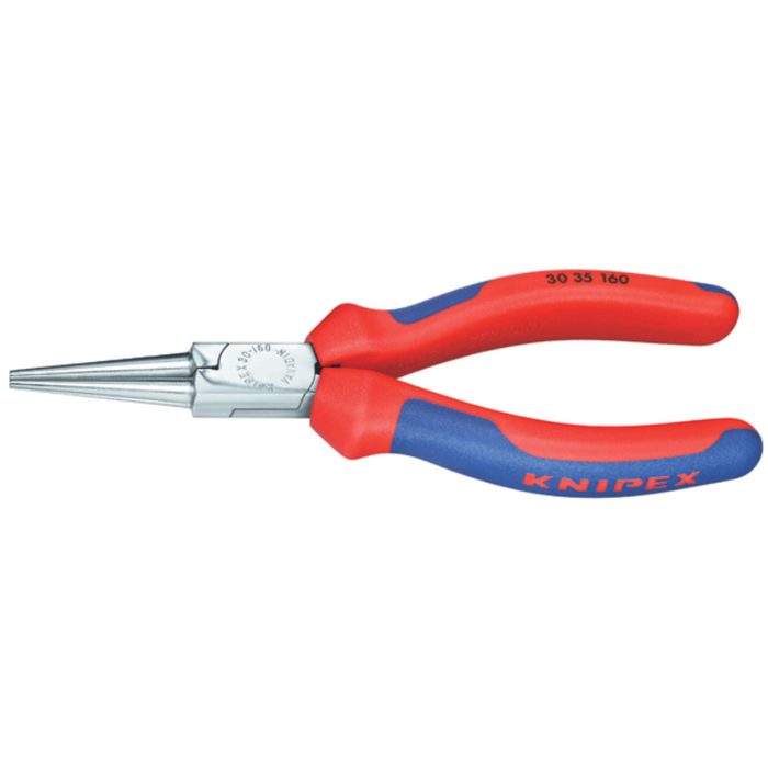 Knipex Round Nose Pliers - Comfort Grip with blue and red ergonomic handles designed for precision bending and shaping of wires, ideal for custom fishing tackle and rod building.