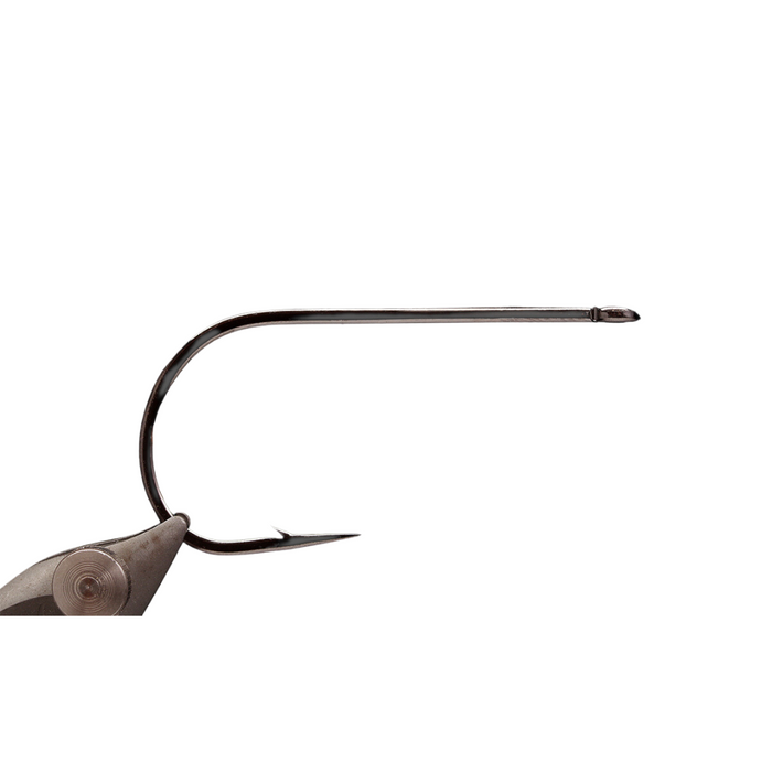 Close-up view of a Kona Big Game Carnivore Hook, a strong, sharp fishing hook designed for big game fishing, showing its sleek metal construction and precise barb for secure catches.