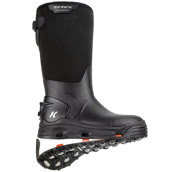 Korkers Neo Arctic w/All Terrain Sole - Men's Boots shown in black with a durable waterproof upper and flexible, rugged sole designed for all terrain use.