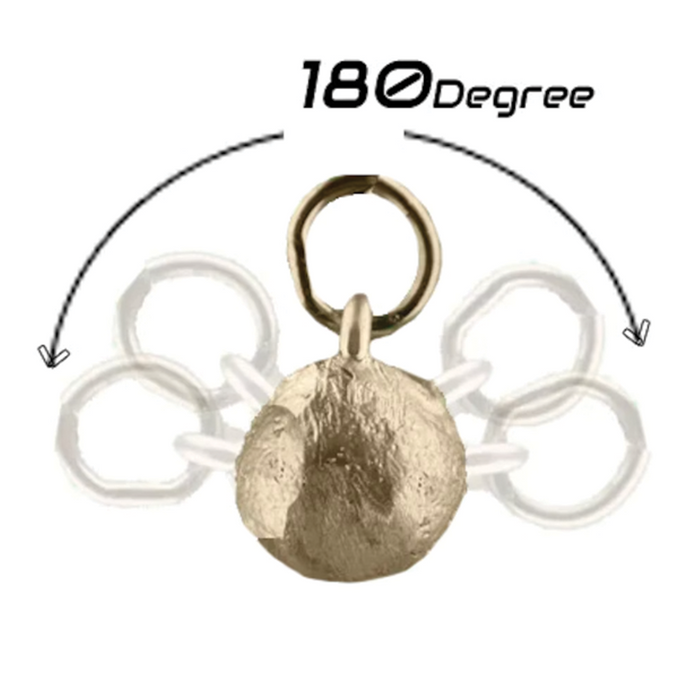 Limitless Felix's Dream Stroller keychain accessory shown rotating 180 degrees, featuring a textured circular pendant with a metal ring for attachment.