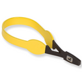 Loon Ergo Hackle Pliers in yellow and black, featuring a spring-loaded ergonomic design for securely holding hackle feathers during fly fishing tackle preparation.
