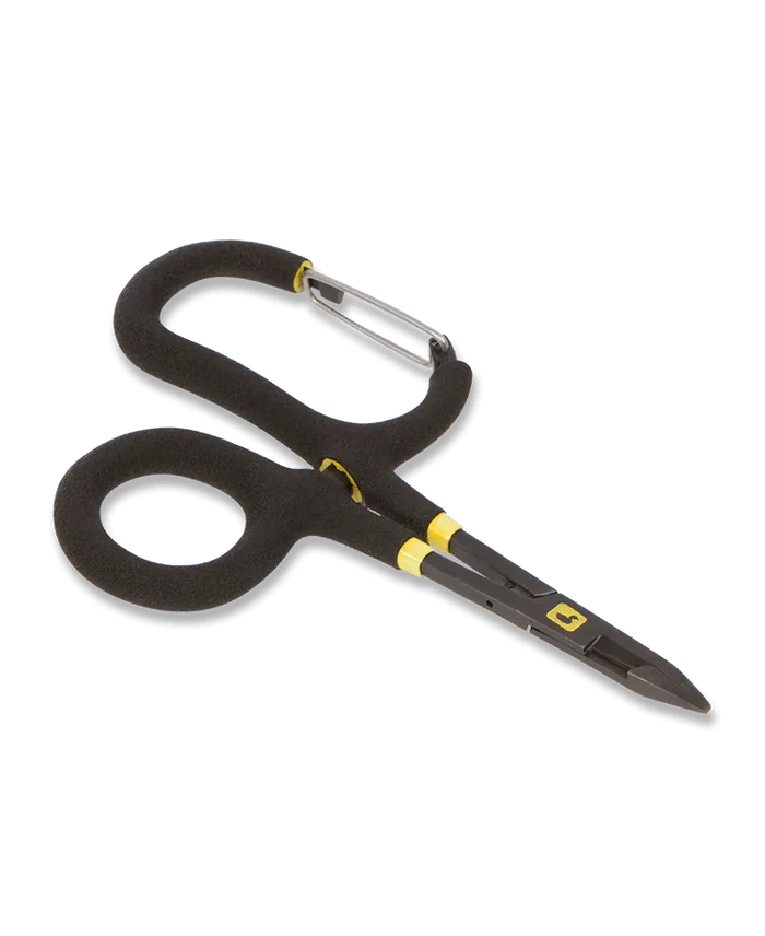 Loon Rogue Quickdraw Forceps with ergonomic loop handles and pointed tips designed for precise fishing tackle use and easy hook removal.