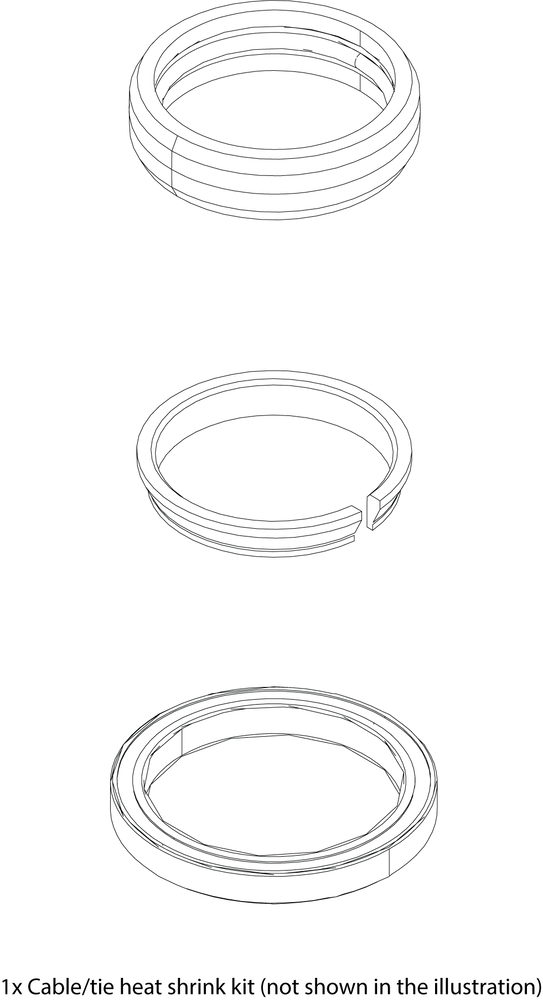 Three black and gray circular Lowrance Ghost Bearing, Seal Kit 000-15242-001 components shown in a detailed line drawing, designed for marine electronics cable sealing.