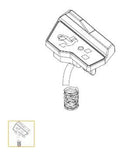 Lowrance Ghost Button, Front Right Kit 000-15311-001 featuring a compact, angled control button with an anchor icon and spring-mounted flexible connector for marine electronics or fishing tackle use.