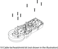 Detailed technical line drawing of the Lowrance Ghost GEAR COVER KIT 000-15258-001 showing the internal gear cover assembly with multiple screws positioned above for installation, designed for marine electronics protection and maintenance.