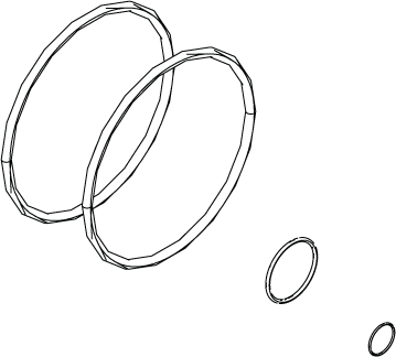 Lowrance Ghost Nosecone O-Ring Kit 000-15241-001 showing four circular rubber o-rings of varying sizes used for sealing marine electronics components in fishing tackle.