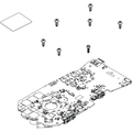 Lowrance Ghost PCBA,MAIN HEAD KIT 000-15256-001 showing a detailed electronic circuit board with integrated components and eight small screws arranged around it, designed for marine electronics use.