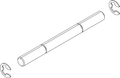 Lowrance Ghost Upper Head Adapter Pin Kit 000-15291-001 consisting of a cylindrical metal pin with two small circular retaining clips designed for secure attachment in fishing electronics or tackle.