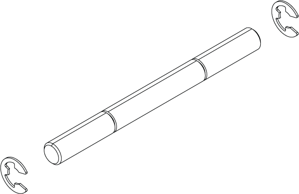 Lowrance Ghost Upper Head Adapter Pin Kit 000-15291-001 consisting of a cylindrical metal pin with two small circular retaining clips designed for secure attachment in fishing electronics or tackle.