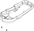 Line drawing of a rectangular bezel frame with curved edges, including small attachment points and two separate screws below, representing the Lowrance LOWER BEZEL KIT 000-15248-001 for marine electronics installation.