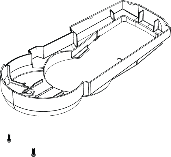 Line drawing of a rectangular bezel frame with curved edges, including small attachment points and two separate screws below, representing the Lowrance LOWER BEZEL KIT 000-15248-001 for marine electronics installation.