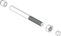 Lowrance ROD,STABILIZER KIT 000-15278-001 showing a threaded metal rod with a nut and two end caps, designed for fishing rod stabilization and assembly.
