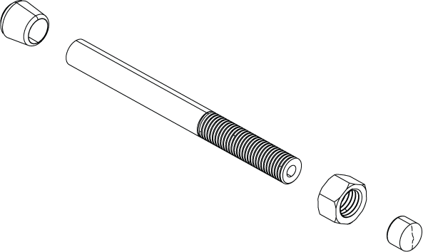 Lowrance ROD,STABILIZER KIT 000-15278-001 showing a threaded metal rod with a nut and two end caps, designed for fishing rod stabilization and assembly.