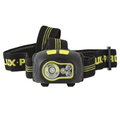 LuxPro Multi-Color LED Headlamp with adjustable black and yellow strap, featuring multiple LED lights for hands-free illumination during fishing or outdoor activities.