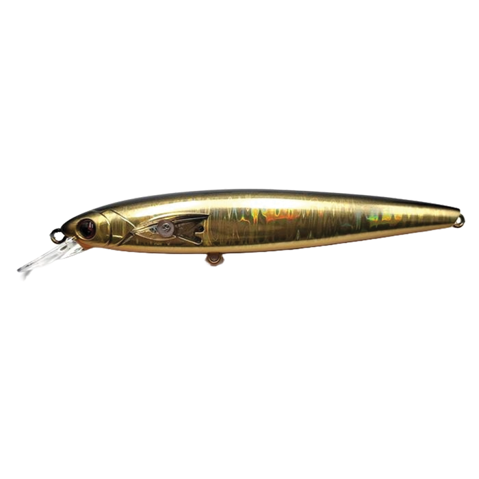 Madotachi Hanitas SF Minnow fishing lure with a sleek, slender body featuring a metallic gold finish and a transparent lip for realistic swimming action in fishing tackle collections.