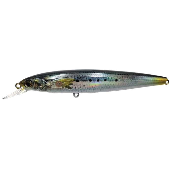 Madotachi Hanitas SF Minnow fishing lure with realistic fish pattern, slender body, and clear diving lip designed for effective fishing tackle use.