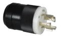Marinco Trolling Motor Plug 24V 2018BP-24 with black and white durable plastic housing and three metal prongs for secure electrical connection.