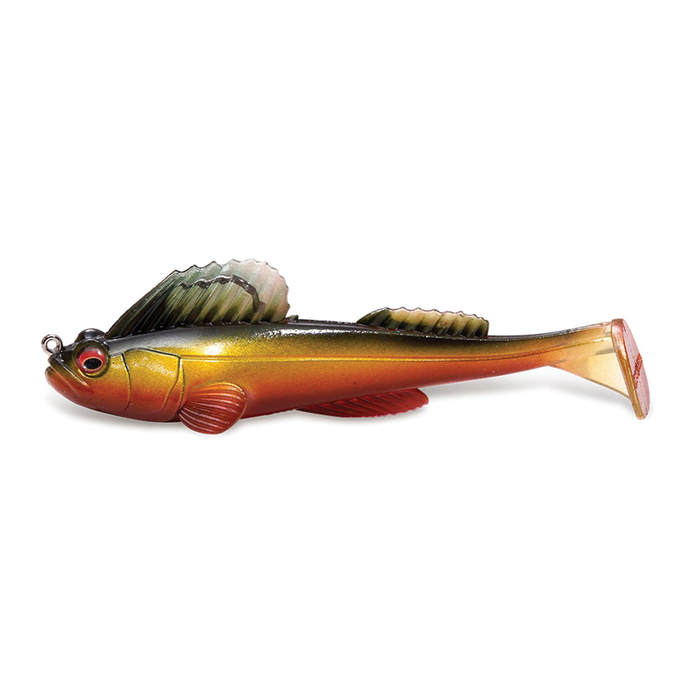 Megabass Dark Sleeper - 4.5" fishing lure designed to mimic a small fish with detailed fins and realistic coloring for effective fishing tackle use.