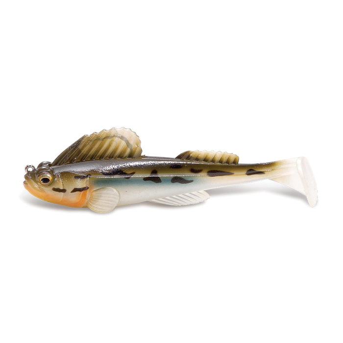 Megabass Dark Sleeper - 4.5" fishing lure designed to resemble a small fish with detailed fins and natural color patterns, ideal for musky fishing tackle.