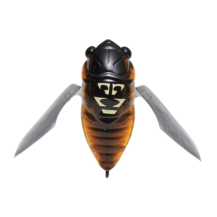 Megabass Grand Siglett fishing lure designed to resemble a cicada with translucent brown and black body and detailed gray wings, ideal for fishing tackle enthusiasts.