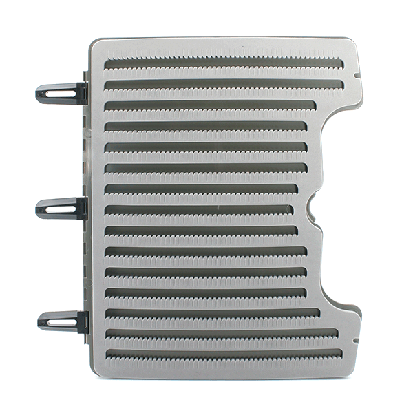 MFC Boat Box featuring a gray foam insert with multiple horizontal slits for secure organization of fishing lures and tackle, designed for easy attachment and durability.