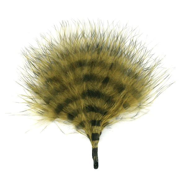 MFC Mini Barred Marabou fishing lure with natural barred feather pattern in shades of brown and black, designed for effective use in fishing tackle.