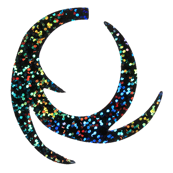 MFC Pacchiarini's Dragon Tail fishing lure with a curved, segmented shape and a multicolored reflective pattern designed to attract fish in fresh or saltwater environments.