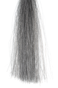 Close-up view of MFC Senyo's Shadow Fiber showing fine, transparent fishing lure fibers designed to enhance attractant action in musky and ice fishing tackle.