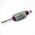 Minn Kota ARM ASSY 12V 3.62 55# CB/LS | 55LB THRUST | 3.625 P/N: 92-100-146 featuring a metal armature with copper coil winding and a rotating shaft, used in marine electronics for fishing tackle applications.