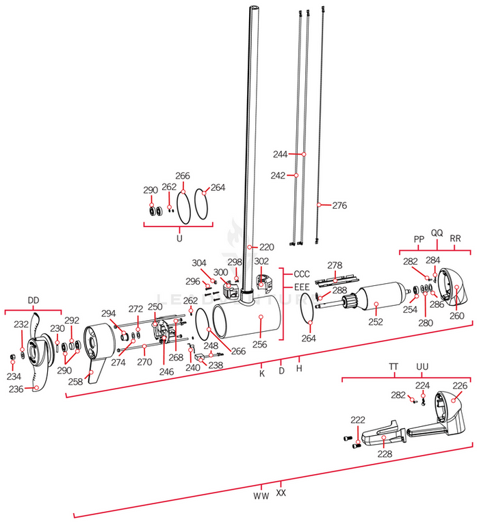 Exploded technical diagram of Minn Kota ARMATURE ASY 4.5" LU w/BEARING | 112LB THRUST | 4.5 P/N: 92-100-245 showing individual mechanical components and assembly parts for fishing tackle equipment.