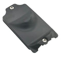 Black plastic battery door with seal and two screws designed for secure closure, shown as Minn Kota BATTERY DOOR, SEAL, SCREW KIT P/N: 2886423.