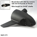 Minn Kota BRS END HSG/TRNSDCR ASY 3.6(~) P/N: 9421-171, black plastic brush end housing with transducer holder designed for motors with 50-70 pounds of thrust, includes connector with wire for 54-60 inch shafts.