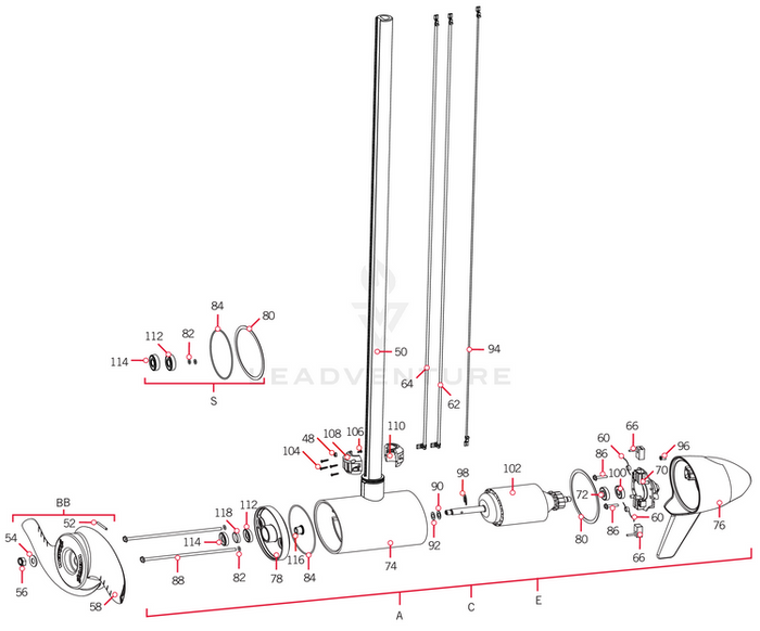 Exploded technical diagram of Minn Kota BRUSH PLATE WITH HOLDER 3.625 | 3.625 | 55LB THRUST P/N: 738-036 showing all components and assembly parts for fishing tackle maintenance and repair.