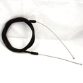 Minn Kota CABLE ASSY-LEFT (5') BAGGED P/N: 2887510 showing a coiled black cable with two silver metal wire ends designed for fishing tackle and marine electronics use.