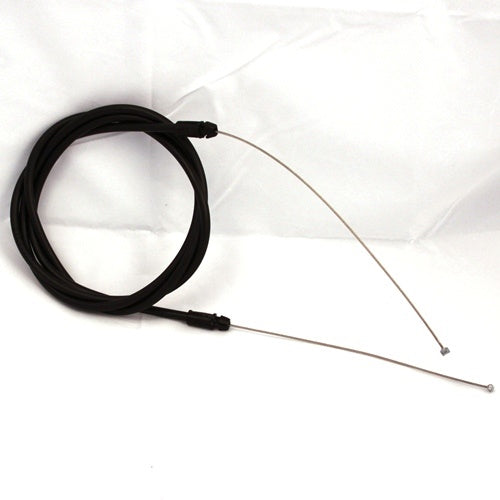 Minn Kota CABLE ASSY-LEFT (5') BAGGED P/N: 2887510 showing a coiled black cable with two silver metal wire ends designed for fishing tackle and marine electronics use.